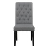 Ali 20 Inch Set of 2 Side Chairs Tall Rolled Tufted Back Dark Gray Brown BM297201