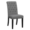 Ali 20 Inch Set of 2 Side Chairs, Tall Rolled Tufted Back, Dark Gray, Brown