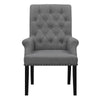 Ali 27 Inch Accent Armchair Dark Gray Fabric Rolled Button Tufted Back BM297202