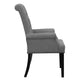 Ali 27 Inch Accent Armchair Dark Gray Fabric Rolled Button Tufted Back BM297202