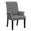 Ali 27 Inch Accent Armchair, Dark Gray Fabric, Rolled Button Tufted Back