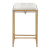 Dia 26 Inch Counter Stool Set of 2 White Velvet Foam Seat Gold Metal Base BM297203