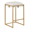 Dia 26 Inch Counter Stool Set of 2, White Velvet Foam Seat, Gold Metal Base