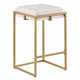 Dia 26 Inch Counter Stool Set of 2, White Velvet Foam Seat, Gold Metal Base
