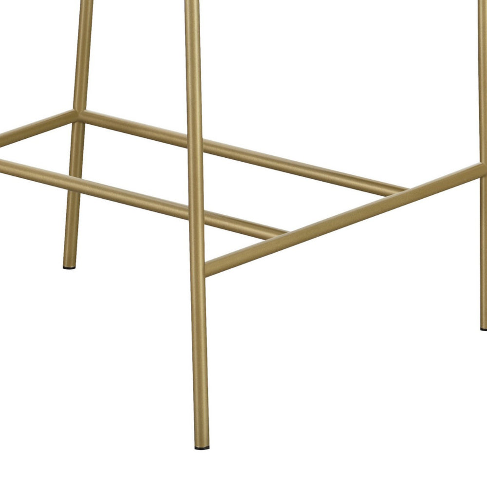 Lox 26 Inch Modern Counter Stool Low Padded Back Gray Gold Metal Frame By Casagear Home BM297213
