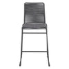 Nee 30 Inch Set of 2 Barstool Chairs with Footrests Charcoal Gray Rope BM297214