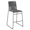 Nee 30 Inch Set of 2 Barstool Chairs with Footrests, Charcoal Gray Rope