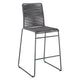 Nee 30 Inch Set of 2 Barstool Chairs with Footrests, Charcoal Gray Rope