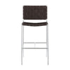 Anx 29 Inch Barstool Chrome Metal Legs Brown Faux Leather Band Weaving BM297216