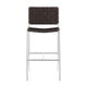 Anx 29 Inch Barstool Chrome Metal Legs Brown Faux Leather Band Weaving BM297216