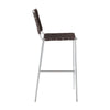 Anx 29 Inch Barstool Chrome Metal Legs Brown Faux Leather Band Weaving BM297216