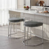 Con 31 Inch Set of 2 Modern Counter Stools, Clear Acrylic Back, Gray Seat