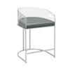 Con 31 Inch Set of 2 Modern Counter Stools, Clear Acrylic Back, Gray Seat