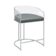 Con 31 Inch Set of 2 Modern Counter Stools, Clear Acrylic Back, Gray Seat
