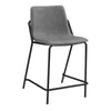 25 Inch Set of 2 Modern Counter Stool, Black Frame, Gray Faux Leather