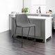 25 Inch Set of 2 Modern Counter Stool, Black Frame, Gray Faux Leather