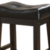 25 Inch Set of 2 Counter Height Stools Brown Faux Leather Saddle Seat By Casagear Home BM297224