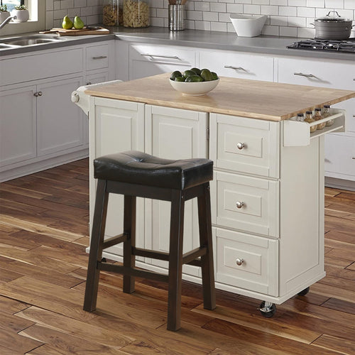 Counter Stool Set of 2 | 25" | Brown Faux Leather | Saddle Seat