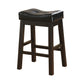 25 Inch Set of 2 Counter Height Stools Brown Faux Leather Saddle Seat By Casagear Home BM297224