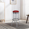 Barstool Set of 2 | 30" | Retro Red Faux Leather | Chrome Legs