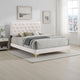 Lif Bed | Queen | Platform | Tufted Headboard | White Velvet | Gold Legs