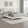 Lif Bed | King | Platform | Tufted Headboard | White Velvet | Gold Legs