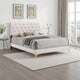 Lif Bed | King | Platform | Tufted Headboard | White Velvet | Gold Legs