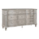 Inz Dresser | 71" | 9 Drawers | Elegant Trim | Classic Silver