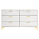 Lif 59 Inch Modern 6 Drawer Dresser Gold Metal Accents Brilliant White BM297268