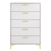 Lif Tall Dresser | 50" | 5 Drawers | Gold Accents | Smooth White
