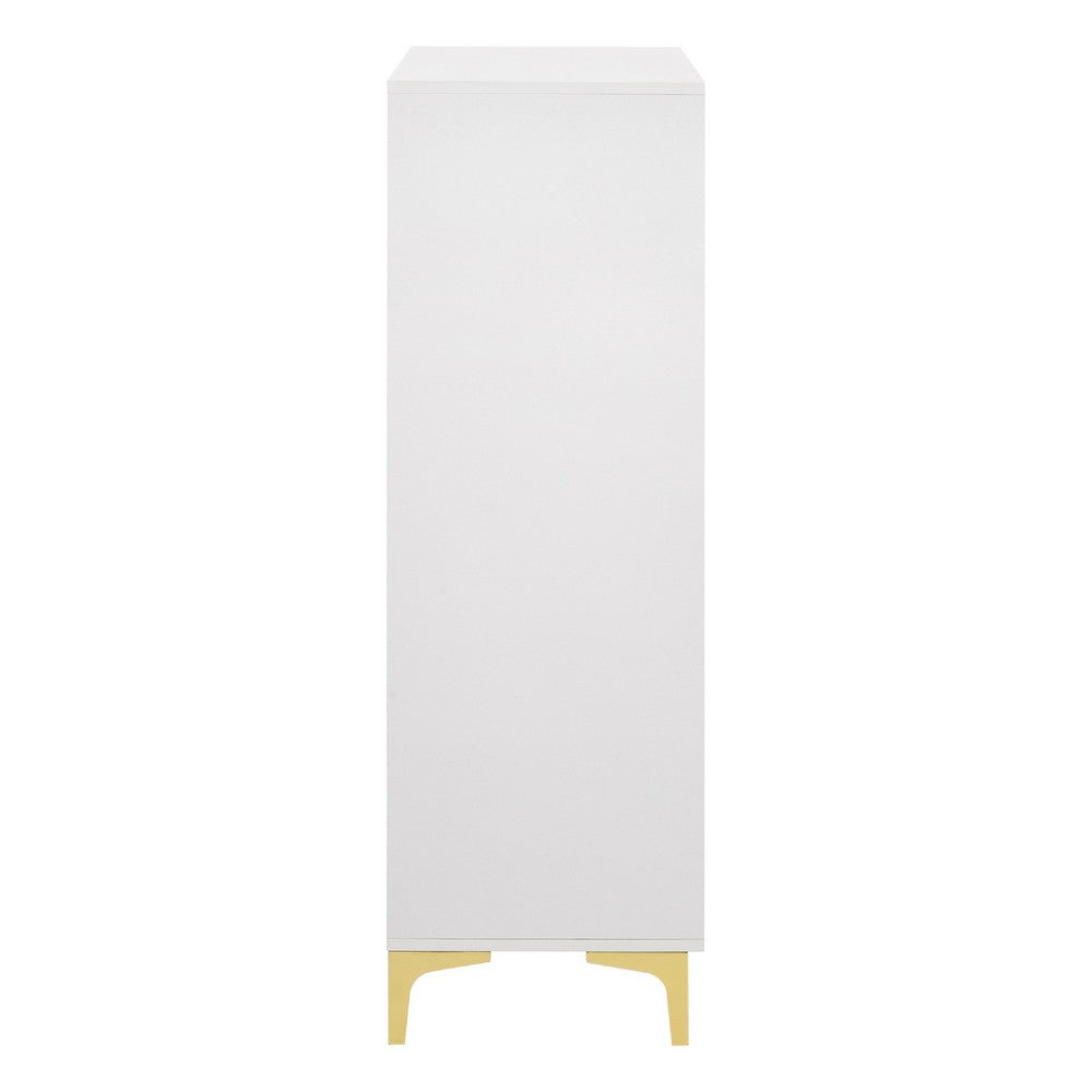 Lif Tall Dresser | 50" | 5 Drawers | Gold Accents | Smooth White