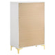 Lif Tall Dresser | 50" | 5 Drawers | Gold Accents | Smooth White
