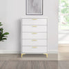Lif Tall Dresser | 50" | 5 Drawers | Gold Accents | Smooth White