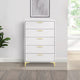 Lif Tall Dresser | 50" | 5 Drawers | Gold Accents | Smooth White