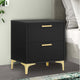 Lif Nightstand | 25" | 2 Drawers | Gold Accents | Jet Black