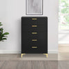 Lif Tall Dresser | 50" | 5 Drawers | Gold Accents | Smooth Black