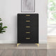 Lif Tall Dresser | 50" | 5 Drawers | Gold Accents | Smooth Black