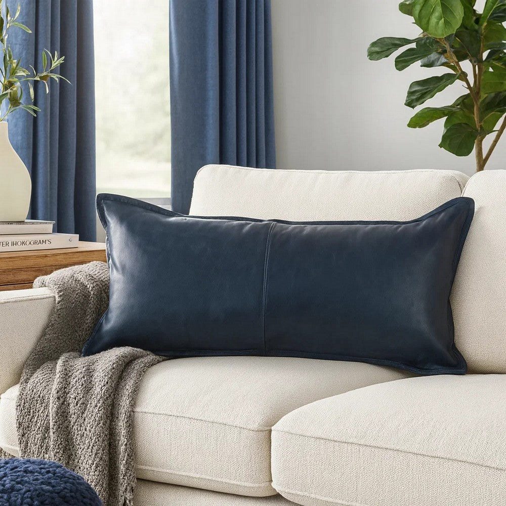 Norm Lumbar Pillow | 14 x 26 | 4-Piece Design | Soft Blue Leather