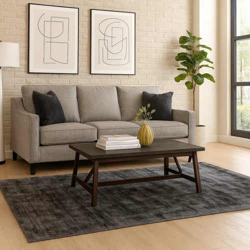 Arlo Area Rug | 5 x 8 | Charcoal Viscose | Handcrafted | Non Reversible