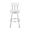 Col 26 Inch Swivel Counter Stool White Faux Leather Stainless Steel Frame By Casagear Home BM298852