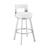 Nova 26 Inch Swivel Counter Stool Panel Back Steel White Faux Leather By Casagear Home BM298869
