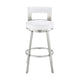 Nova 30 Inch Swivel Barstool Panel Back Steel Frame White Faux Leather By Casagear Home BM298875
