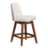 Lara 26 Inch Swivel Counter Stool Chair, Beige Polyester, Brown Wood Legs By Casagear Home