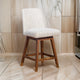 Lara Counter Stool Chair | 26" | Beige Polyester | Brown Wood Legs