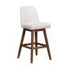Lara Barstool Chair | 30’’ | Soft Beige Polyester | Brown Wood Legs BM298895