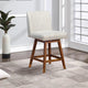 Lia Counter Stool Chair | 26" | Beige Polyester | Brown Wood Frame