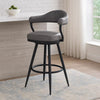 Knw Barstool Armchair | 30" | Swivel | Vintage Gray Faux Leather | Black