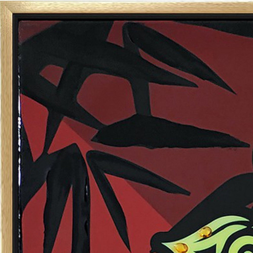 39 x 59 Hand Painted Buddha on Lotus Gold Frame Resin Coated Red Yellow BM298930