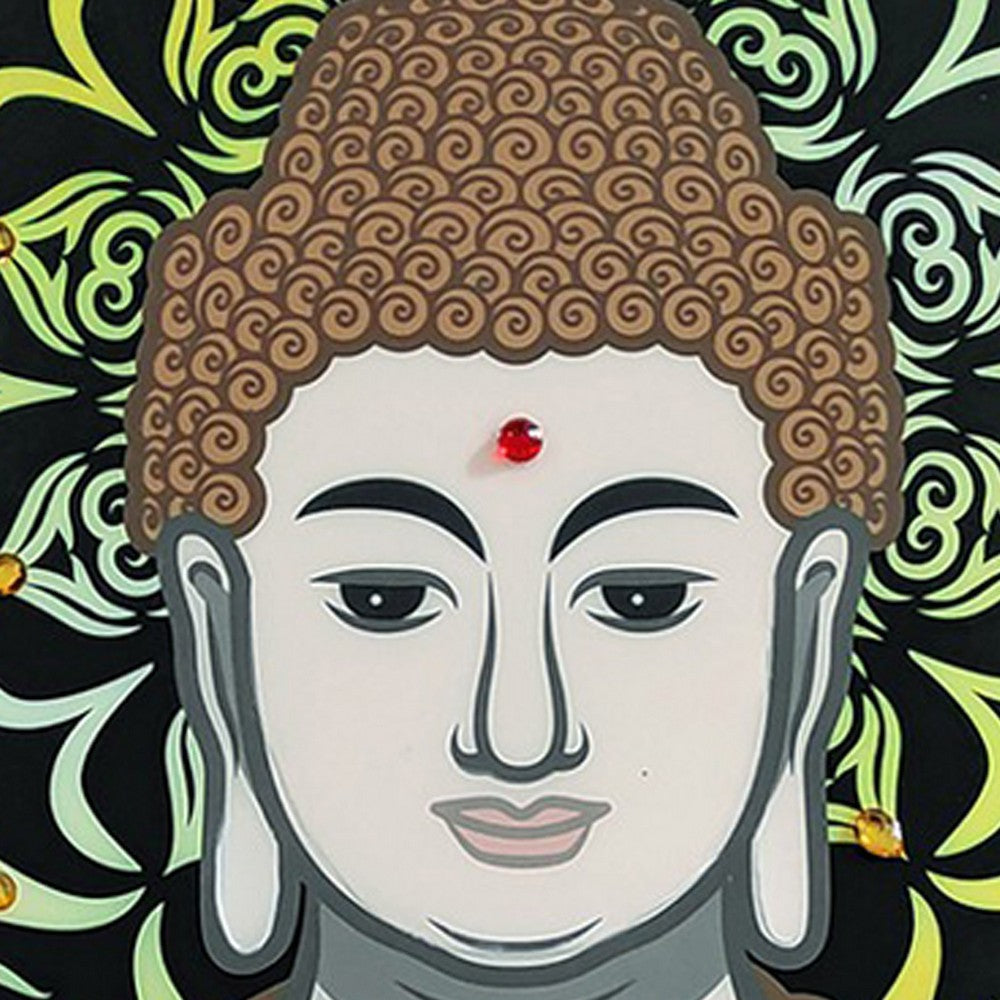 39 x 59 Hand Painted Buddha on Lotus Gold Frame Resin Coated Red Yellow BM298930