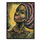 Rin 30 x 39 Hand Painted African Woman, Resin Coat, Warm Greens and Yellows